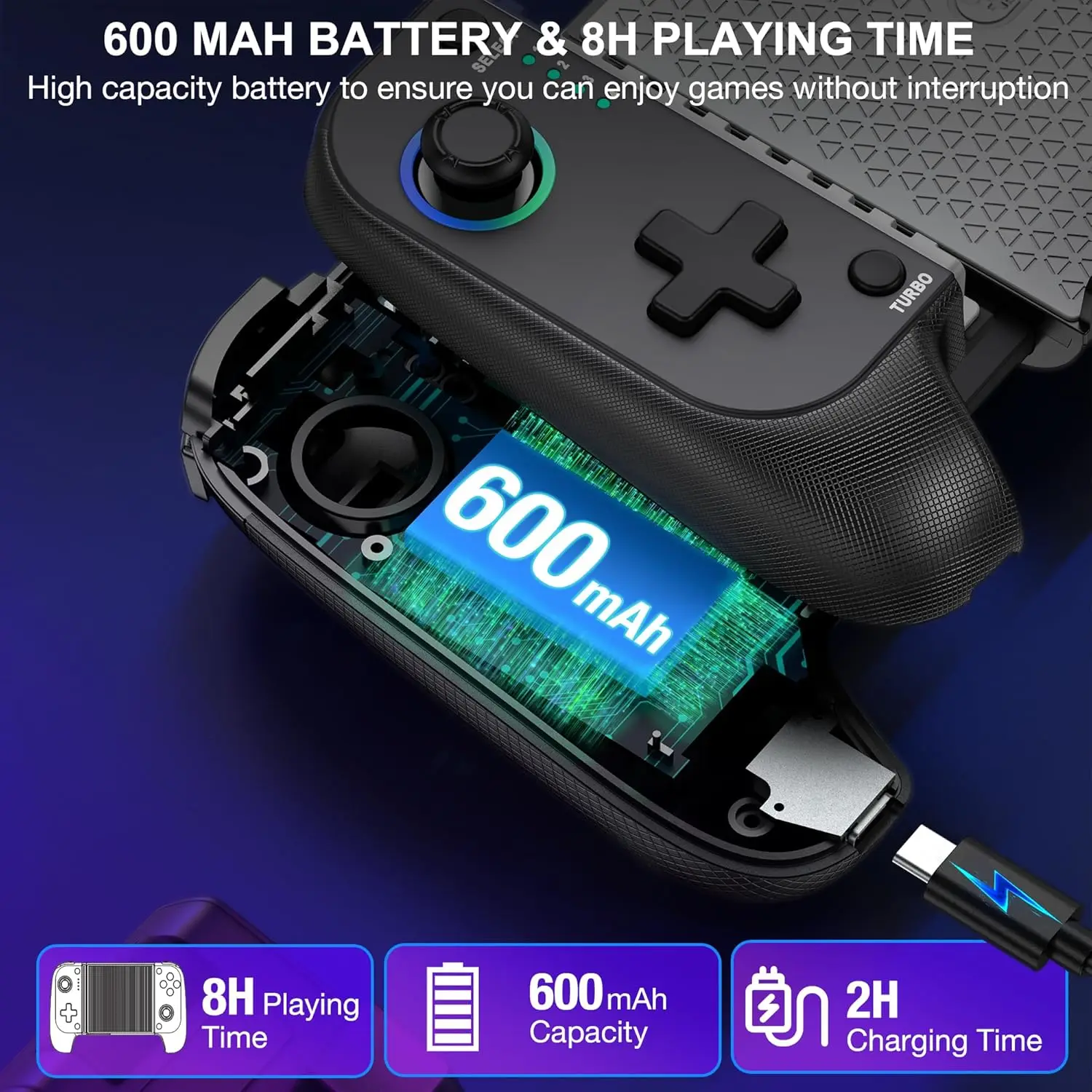 Mando Inalámbrico Gaming 7009F – Joystick Hall RGB para Móvil - imagen 3