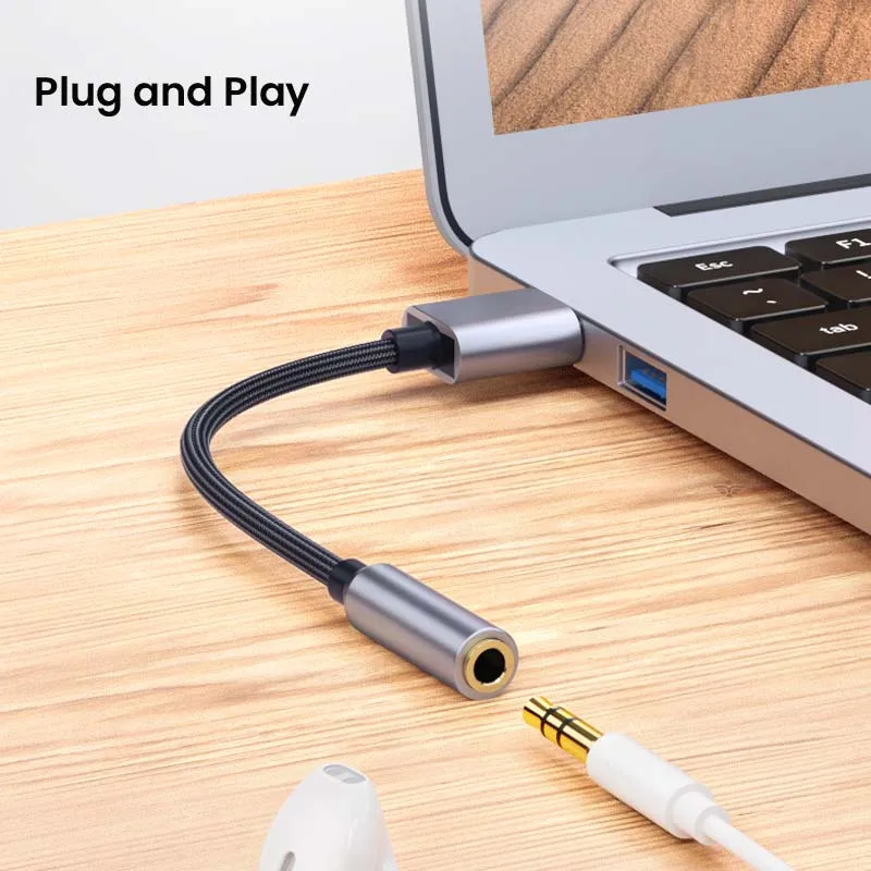 NIERBO-Adaptador de conector de Audio USB A 3,5mm, TRRS A 3,5mm, auriculares, tarjeta de sonido estéreo externa - imagen 2
