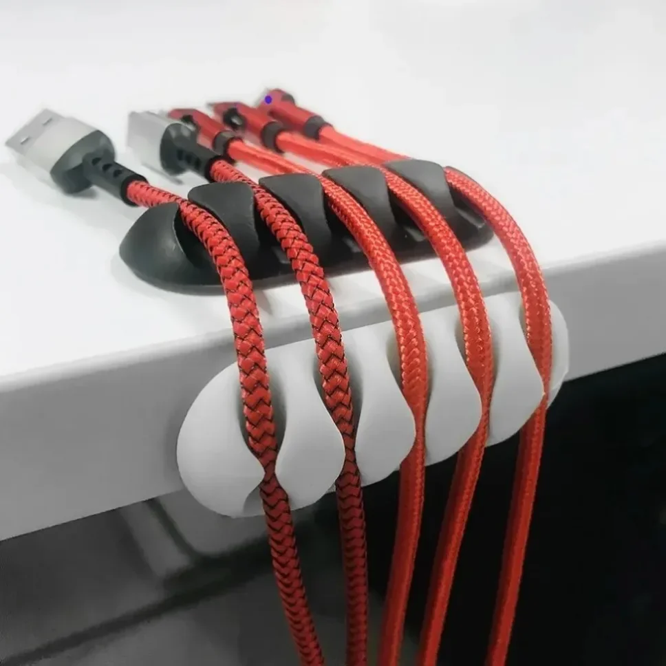 Organizador de cables, soporte para cables de gestión, enrollador de cables USB Flexible, Clips de silicona para ratón, teclado, Protector de auriculares, 10 Uds. - imagen 4