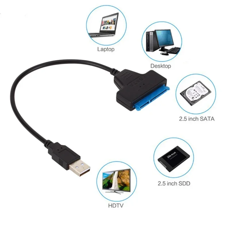 Cable SATA a USB 3,0/2,0 TYPE-C para HDD SSD de 2,5 ", convertidor adaptador USB a SATA III de 6Gbps para disco duro externo de 22 pines - imagen 4