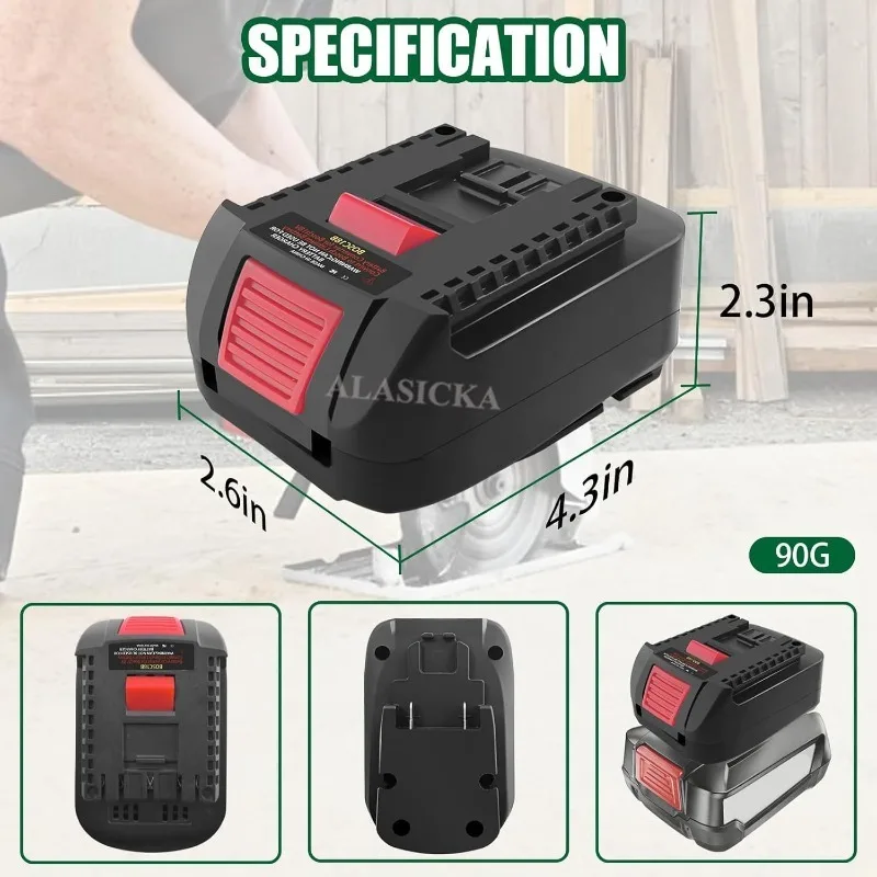 Convertidor para batería Bosch PBA de 18V, adaptador de batería BOSC18BS, convertir a batería Bosch de 18V para herramientas eléctricas Bosch de 18V GBA - imagen 5