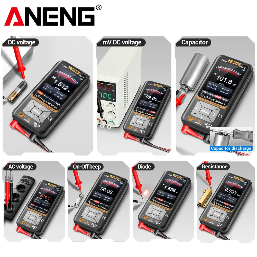 Multímetro de osciloscopio Digital ANENG AOS12 multifuncional 2 en 1 5MHZ 48MSa/s muestreo herramientas de osciloscopio eléctrico portátil - imagen 5