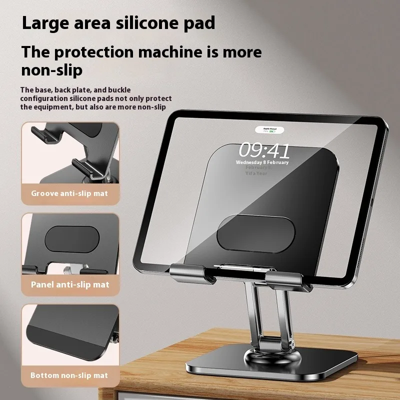 Soporte para tableta y teléfono, diseño plegable giratorio de 360 grados para escritorio, Compatible con iPad, dibujo, transmisión en vivo, observación - imagen 3