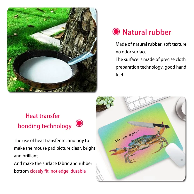 Alfombrilla de escritorio divertida y creativa de cangrejo para Gamer, alfombrilla para ratón de Anime pequeño mona para ordenador de juegos, alfombrilla antideslizante, cojín para teclado, alfombra de oficina para PC - imagen 4