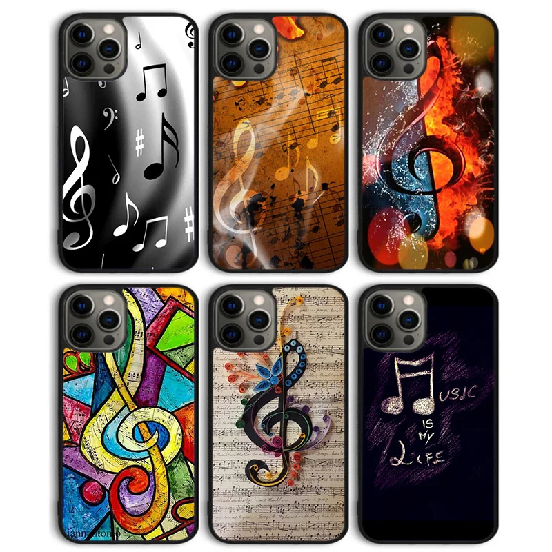 Funda trasera para teléfono con notas musicales para iPhone 17 Air 16 15 14 13 11 12 Pro Max Plus