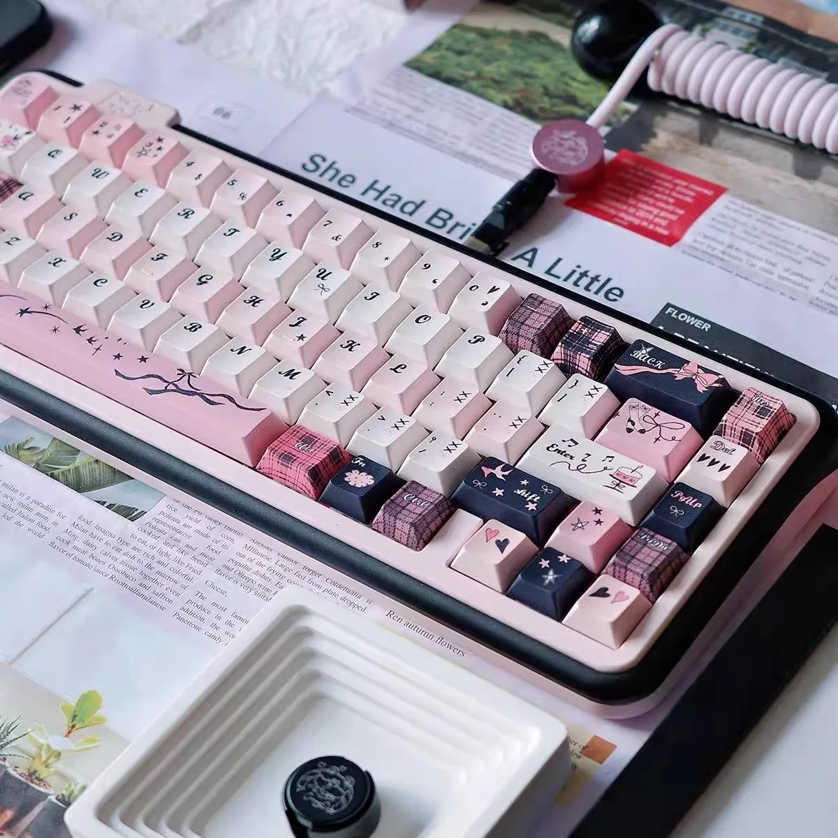 Juego de teclas con tema de porcelana de Jade Qingquan, perfil de cereza PBT, 141 teclas, teclas originales personalizadas hechas a mano para teclado mecánico - imagen 5