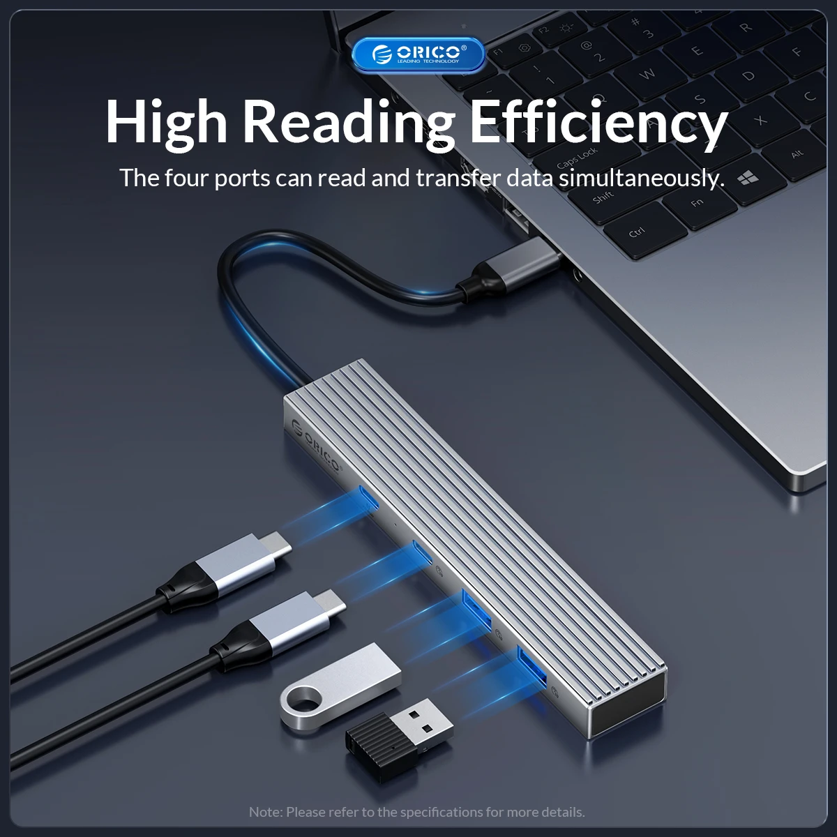 ORICO-concentrador de red Usb 3,2 para ordenador, accesorio divisor OTG de 4 puertos, 4K, 60Hz, compatible con HDMI, PD100, SD, TF, para Macbook, PC - imagen 4