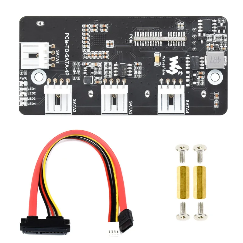 Módulo de cómputo Raspberry Pi 4 CM4 PCIe a SATA PCI-E a tarjeta SATA3.0 de cuatro vías placa de expansión SATA de alta velocidad de 6Gbps - imagen 2