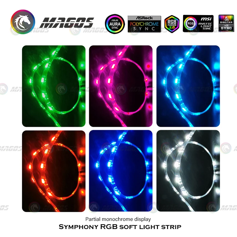 COOLMOON-tira de luz LED magnética Flexible, 40cm, RGB, 5V, ARGB, M/B, chasis de sincronización, decoración para caja de PC, gabinete DIY para jugadores - imagen 5
