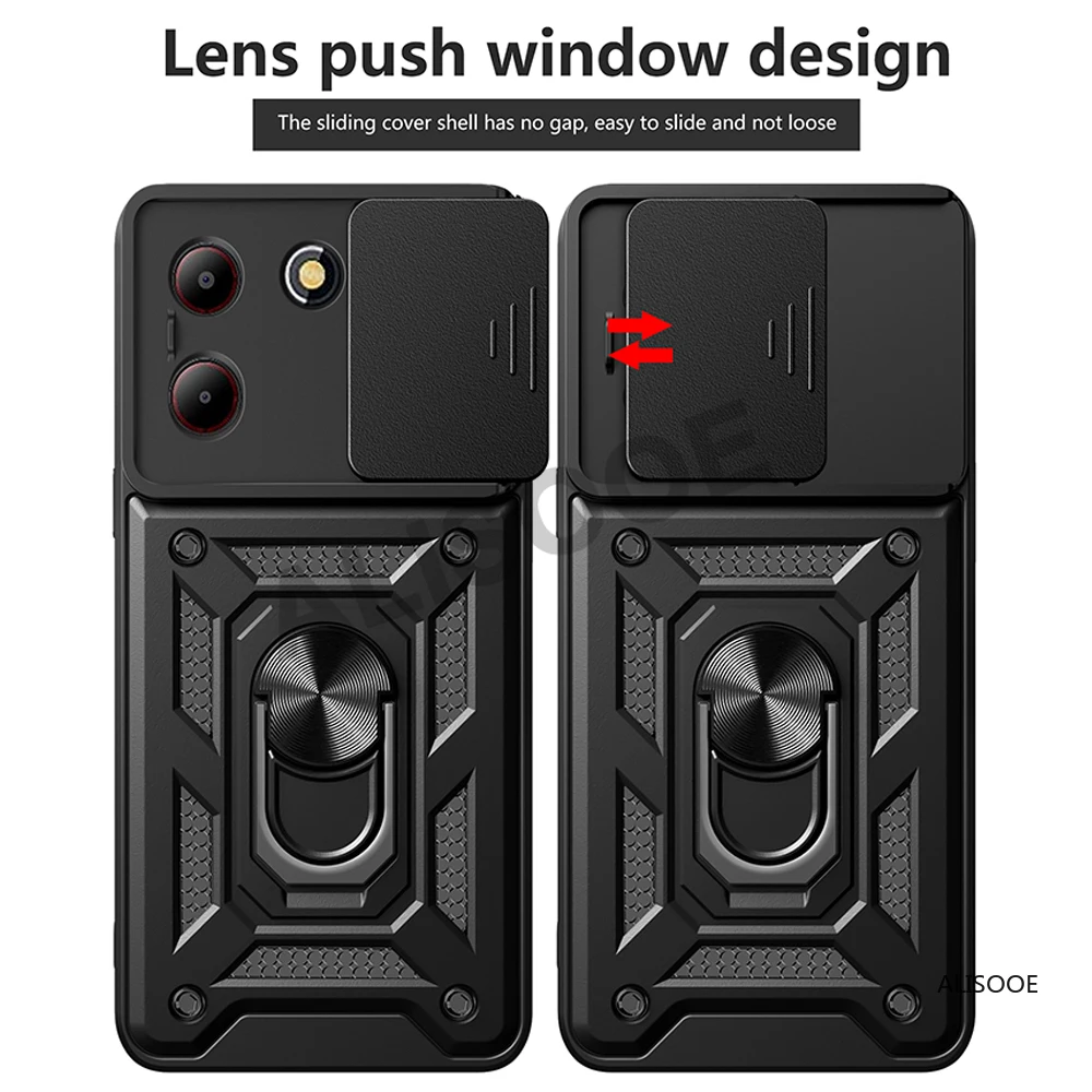 Funda de cámara deslizante para ZTE Blade A54, Funda protectora con soporte de anillo de armadura para ZTE Blade A54 Capa - imagen 2