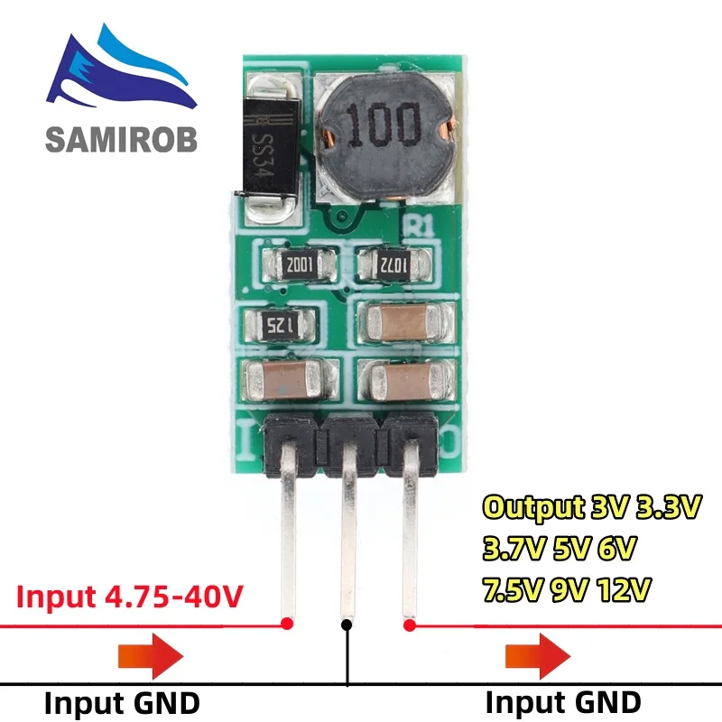 SAMIROB DD4012SA 1A DC 5-40V a 3V 3,3 V 3,7 V 5V 6V 7,5 V 9V 12V regulador DC-DC reductor convertidor