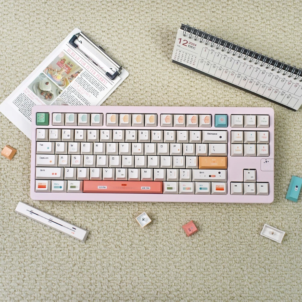 Teclas de Radio 144 teclas, sublimación de tinte, perfil de cereza, teclas PBT, color blanco roto para teclado mecánico MX 64/96/104/108 - imagen 2