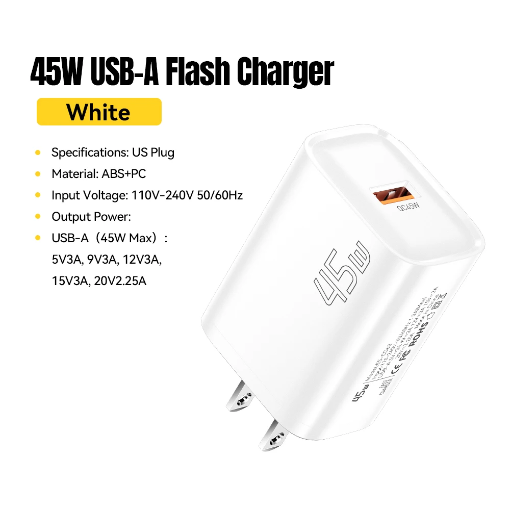 45W White US Plug