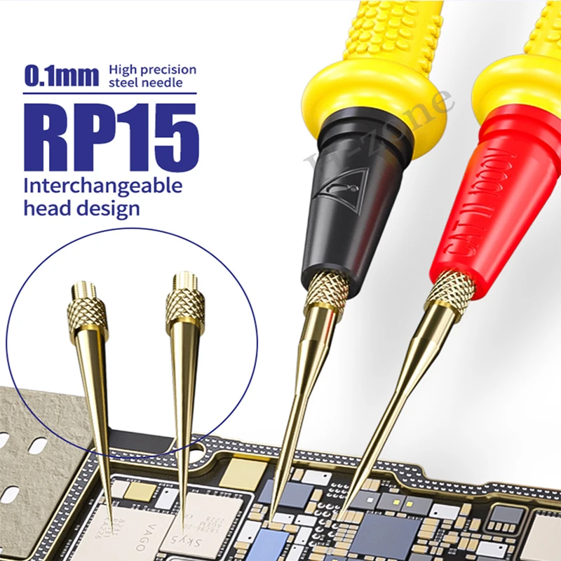 Bolígrafo multímetro mecánico RP15 1000V 20A de acero inoxidable, bolígrafo de prueba de cable de silicona antiestiramiento, retardante de llama suave Universal