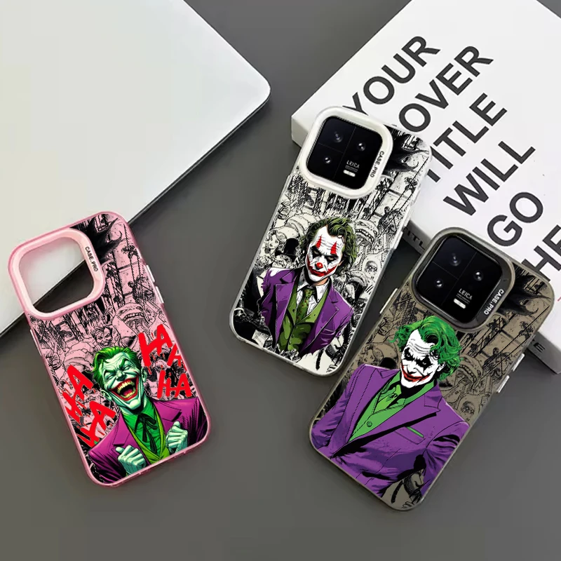 Funda de teléfono plateada de color mate para Xiaomi Redmi Note 13, 12, 11, 11S, 10, 10T, 9 Pro Plus, Marvel, villano Joker