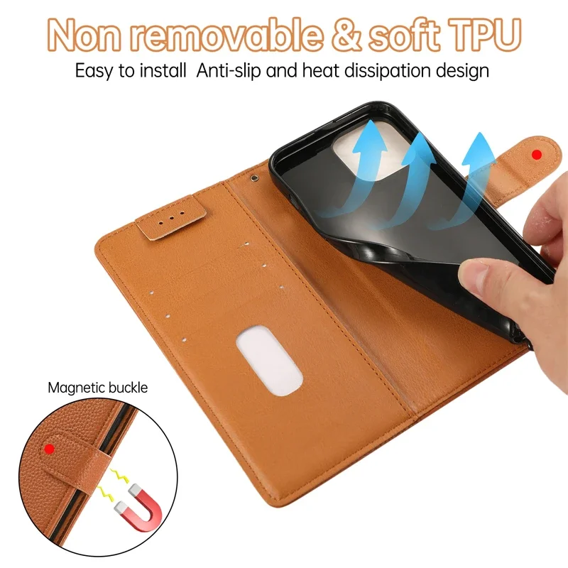 Funda de teléfono de cuero con tarjetero para IPhone, carcasa completa de lujo con tapa tipo Folio para IPhone 15, 14, 13, 12, 11 Pro Max, 15Pro, 14Pro, i15, soporte inteligente - imagen 2