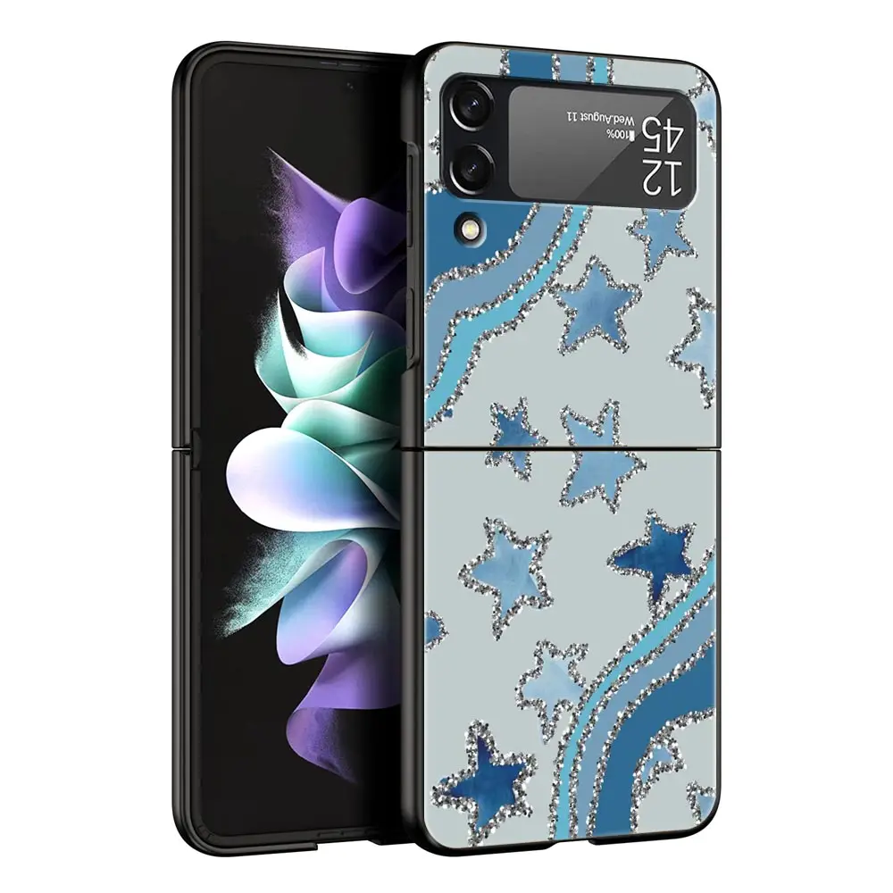 Funda de teléfono con estrellas coloridas para Samsung Galaxy Z Flip3 Flip4 Flip5, carcasa para Z Flip 3 4 5 6 7, funda trasera plegable dura - imagen 3
