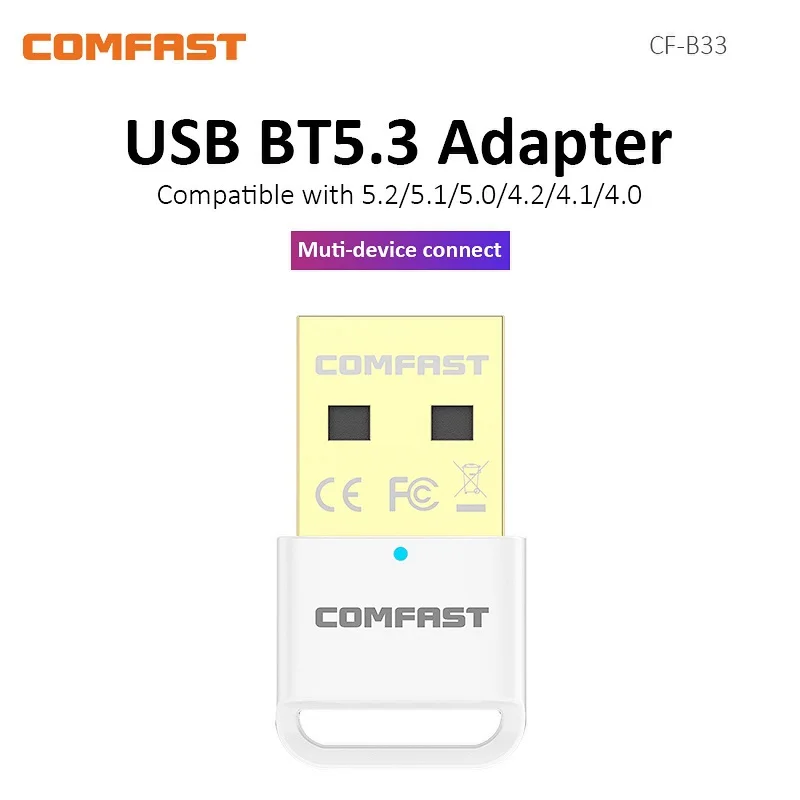 Adaptador USB Comfast, Dongle Bluetooth de unidad libre para dispositivos BT, receptor de transferencia de datos de música para escritorio/portátil BT5.2/5,1/5,0/4,2 - imagen 2