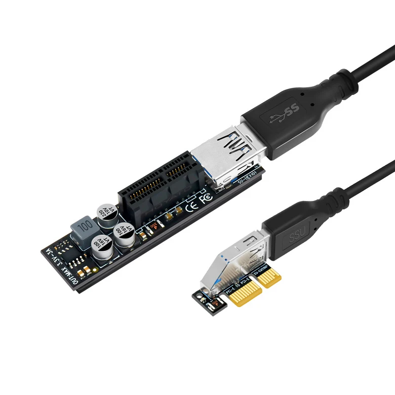 Cable elevador PCIE de velocidad completa USB 3,0 PCI Express X1 a X1 Cable de extensión adaptador convertidor de tarjeta con módulo de alimentación para PC de escritorio - imagen 2