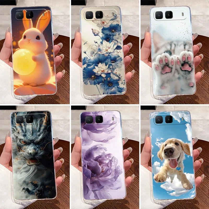 Carcasa para Infinix Hot 60i 5G X6730 dragón de lujo lindo Cool niños niñas funda de teléfono de silicona suave contraportada transparente TPU Shell