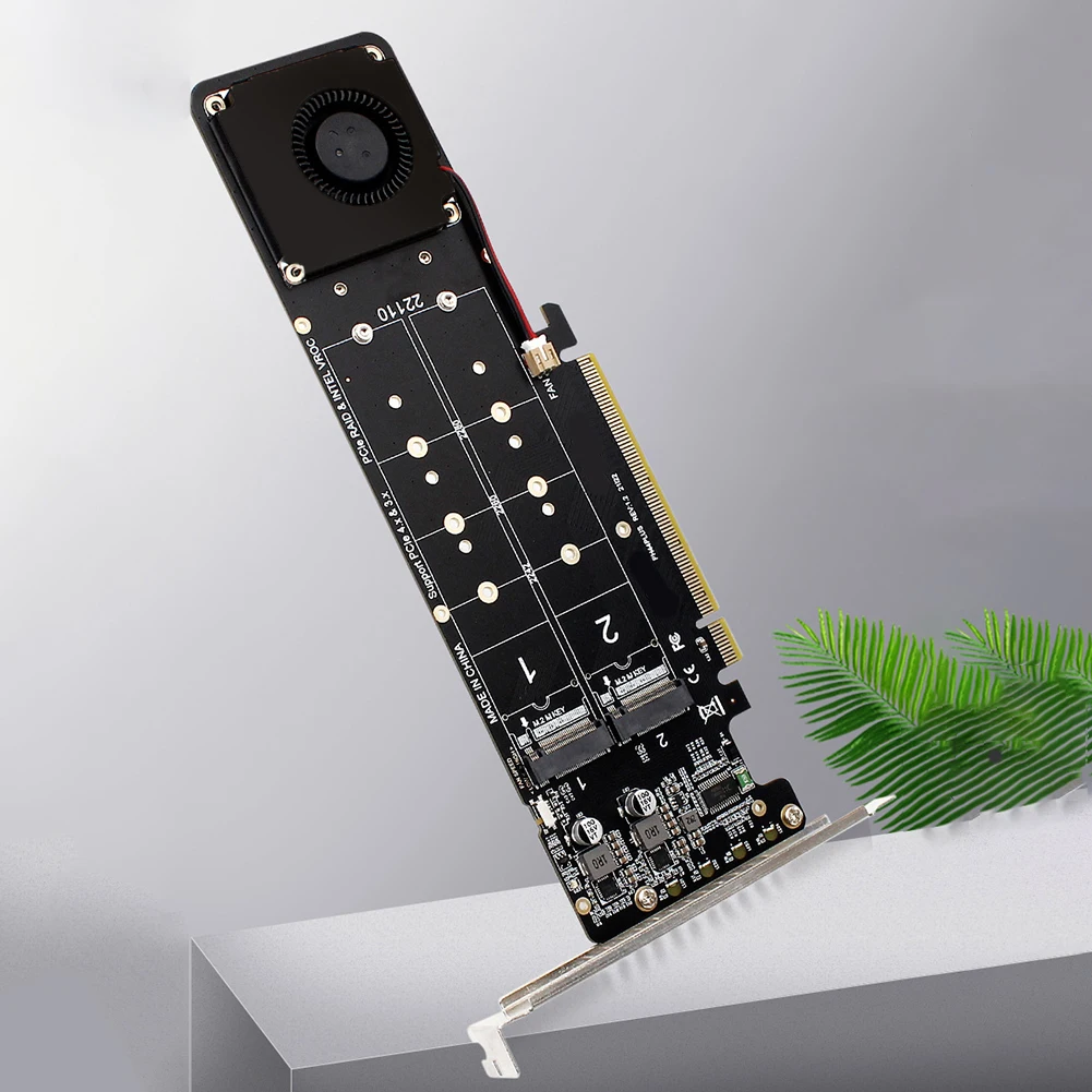 Tarjeta adaptadora PCIe a M2, PCIE 4,0, X16, 4 puertos, M2, NVME, M Key, SSD, 4x32Gbps, M.2, NVME, PCI Express, X16, tarjeta de expansión RAID - imagen 4