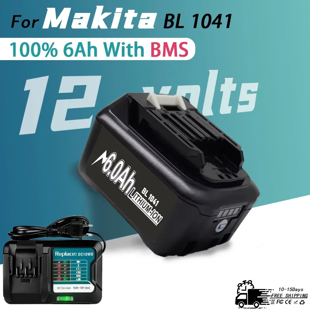Batería de litio de 12V, batería recargable de 6Ah para taladro eléctrico Makita L1016 BL1021B BL1041B, baterías de repuesto para herramientas eléctricas - imagen 3