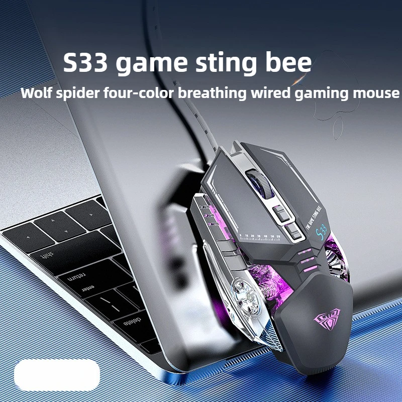 Ratón gaming con cable AULAS33 con base metálica y peso ajustable para deportes electrónicos y uso en oficina - imagen 2