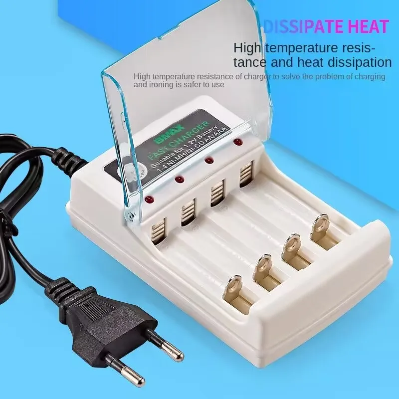 Cargador de batería rápido Ni-Cd de 220V, cargador inteligente recargable AA AAA con 4 ranuras, enchufe estadounidense/europeo para carga de batería de 1,2 V - imagen 4