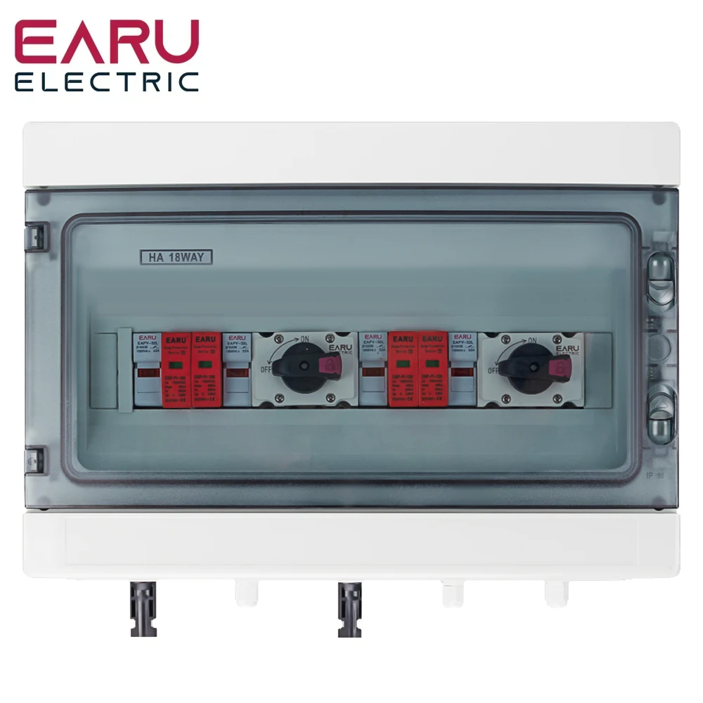 Caja combinadora Solar fotovoltaica PV, 1000V CC, 2 entradas y 2 salidas, con protección contra sobretensiones, fusible CC MCB SPD, caja impermeable IP65 - imagen 2