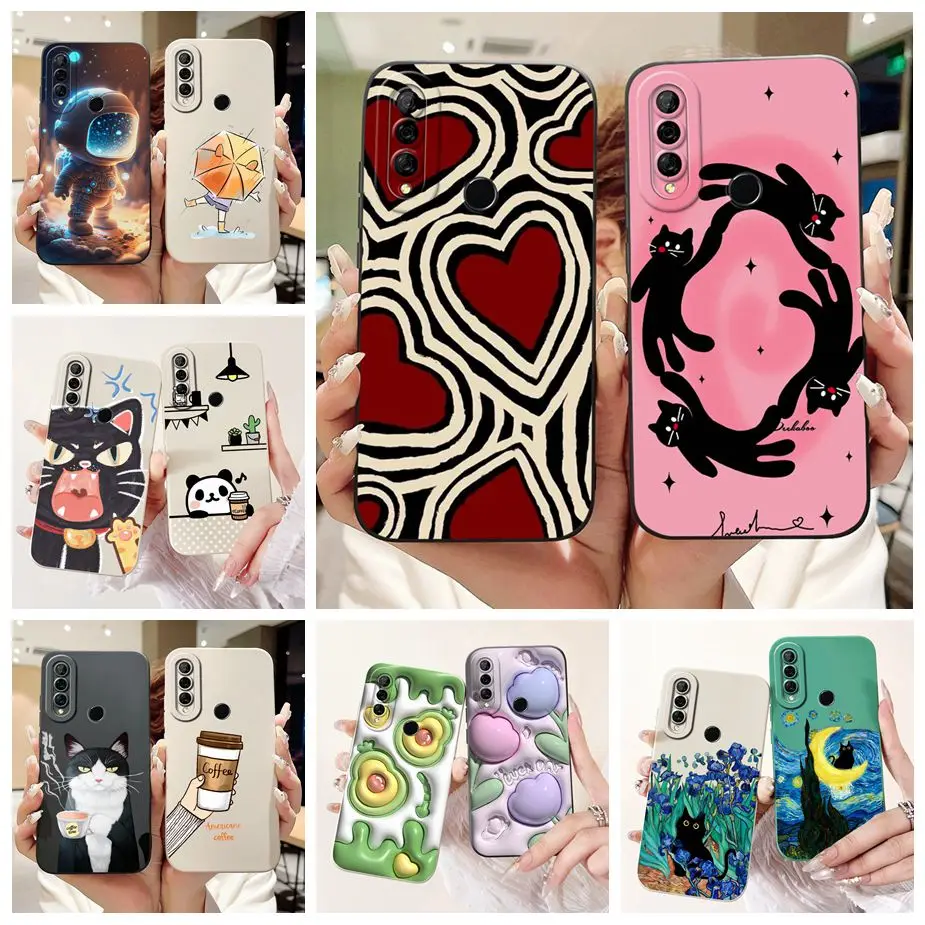 Para Huawei Y6p funda MED-LX9 elegante cubierta pintada de caramelo fundas de teléfono a prueba de golpes para Huawei Y7p Y 7p ART-L28 HuaweiY6p Fundas suaves