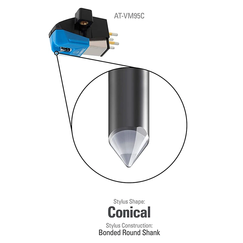 Audio Technica VM95C imán móvil cartucho estéreo Stylus para reproductor de discos de vinilo LP tocadiscos fonógrafo accesorios Hi-Fi - imagen 4