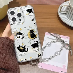 Funda iPhone 17 Pro Max Transparente Cordón Gato Antigolpes