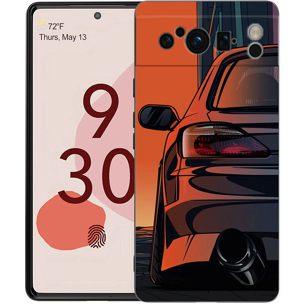 Funda de teléfono deportiva JDM para coche, carcasa de TPU suave para Google Pixel 8 A 7 6 Pro, Pixel 6A, silicona A prueba de golpes, color negro, Japón - imagen 3