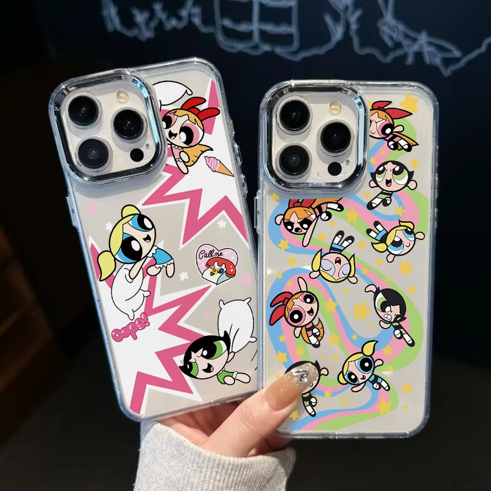 Cool Girl P-Powerpuffs-funda de teléfono para iPhone 17 Air 16 16e 15 14 Plus 13 12 11 Pro Max X Xs XR 8, funda transparente de lujo