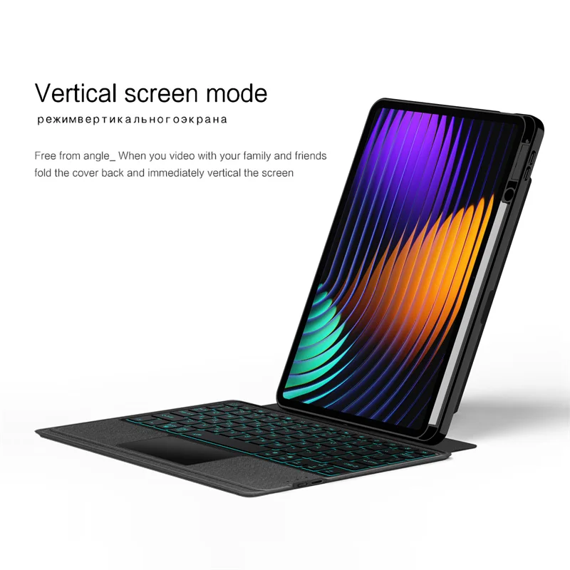 Funda con teclado desmontable magnético para Xiaomi Pad 7/Xiaomi Pad 7 Pro, funda de 11,2 pulgadas con teclado retroiluminado, panel táctil, ranura para lápiz - imagen 5