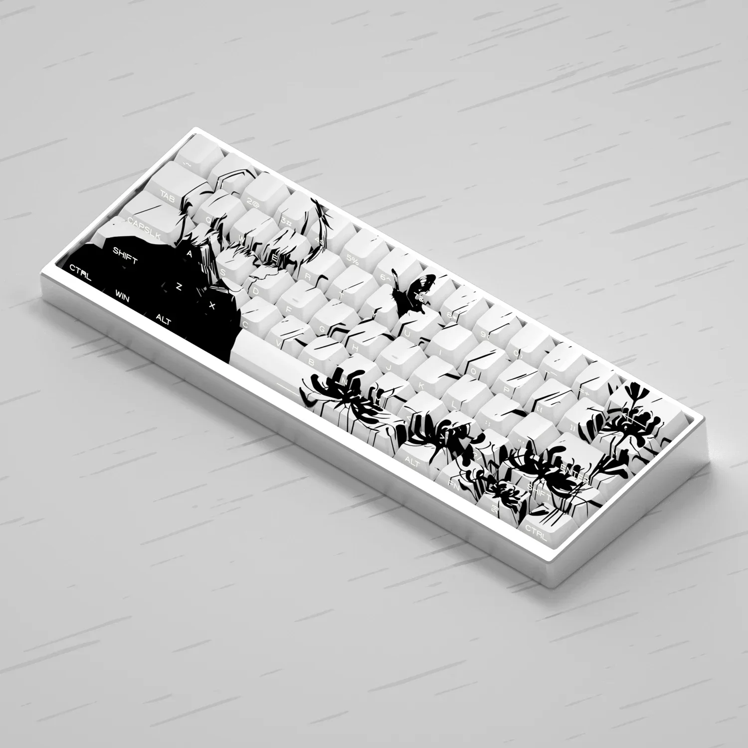 Juego de teclas con tema de cómics en blanco y negro, perfil de cereza PBT, 130 teclas, teclas originales personalizadas hechas a mano para teclado mecánico - imagen 4