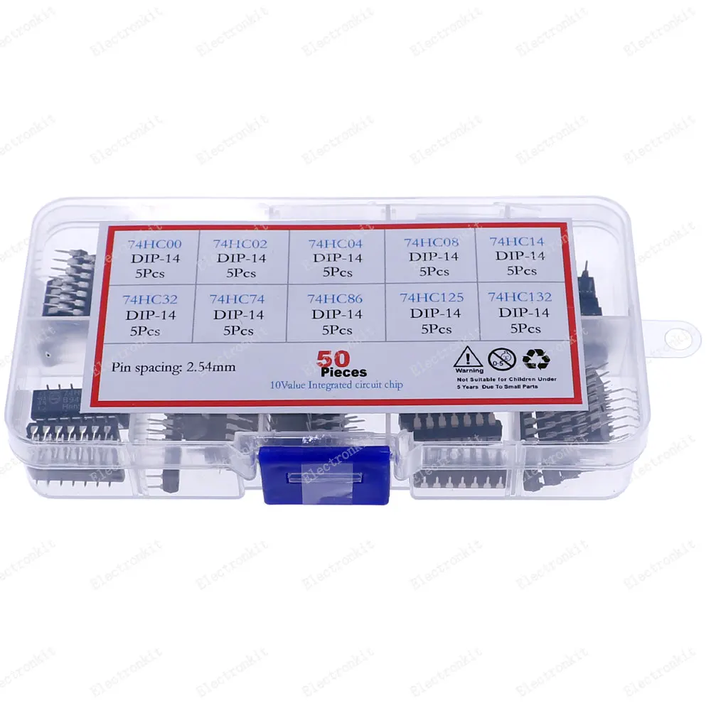 50 Uds., 10 valores cada una, 5 uds., caja de kit de Chip DIP IC 74HC00 74HC02 74HC04 74HC08 74HC14 74HC32 74HC74 74HC86 74HC125 74HC132