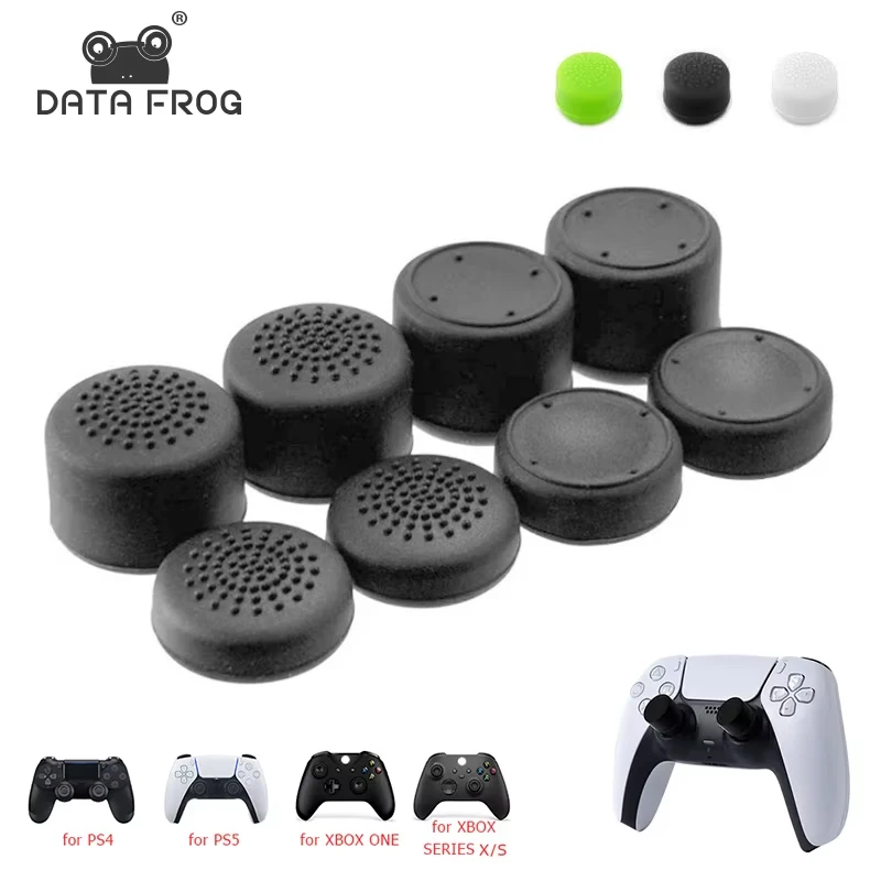 DATA FROG 8 PCS Tapas de agarre de pulgar de silicona Cubierta de palo analógico antideslizante para controlador PS5 PS4 Xbox Series X S
