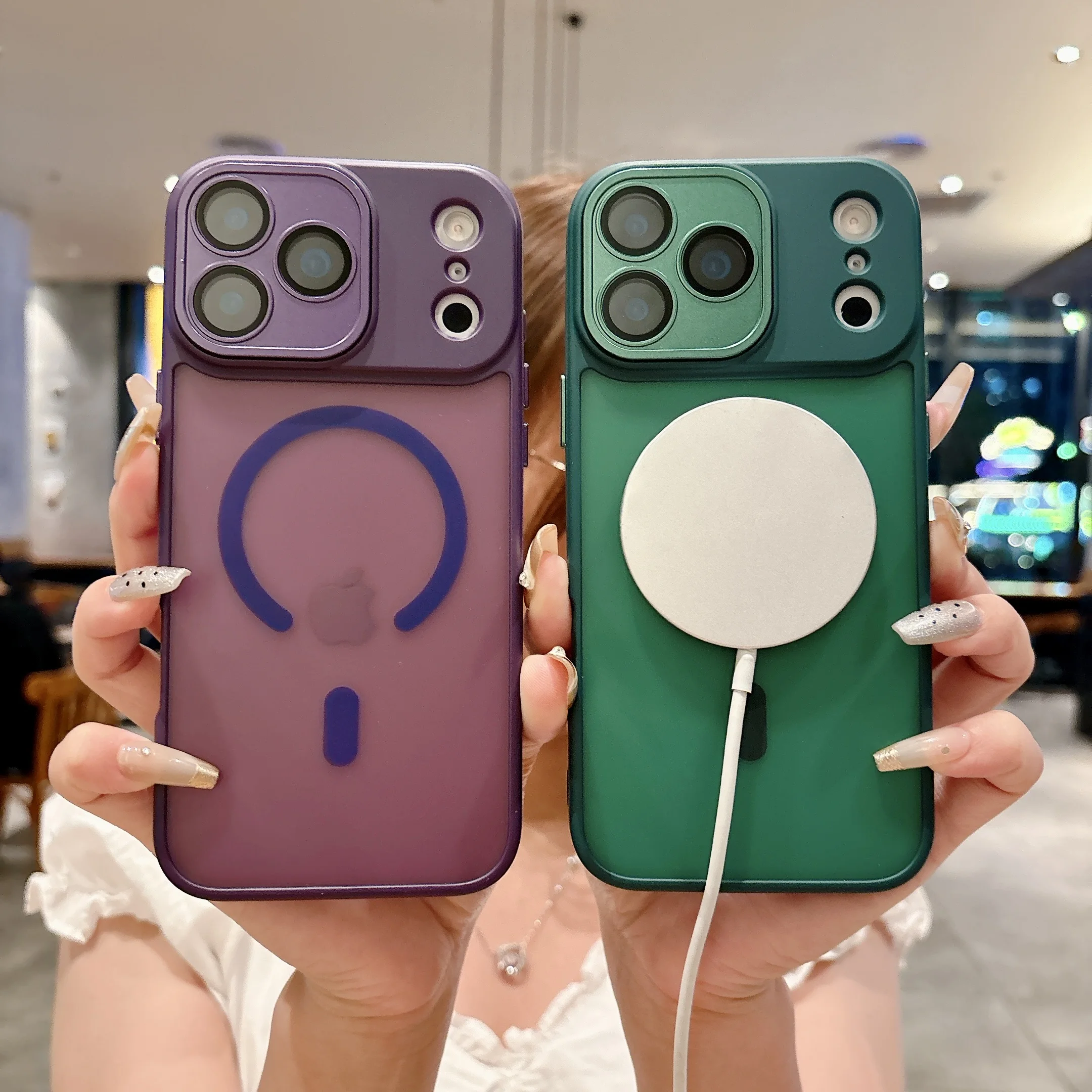 Funda para Magsafe, carga inalámbrica magnética, dura, mate, cubierta protectora de lente de cámara integrada para Apple iPhone 17 Pro Max Air - imagen 2