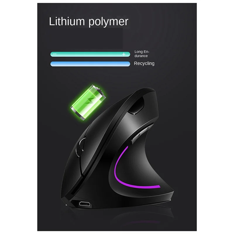 Ratón Vertical inalámbrico 2,4G, ratón silencioso RGB para juegos, ratón de oficina ergonómico para PC y portátil - imagen 5