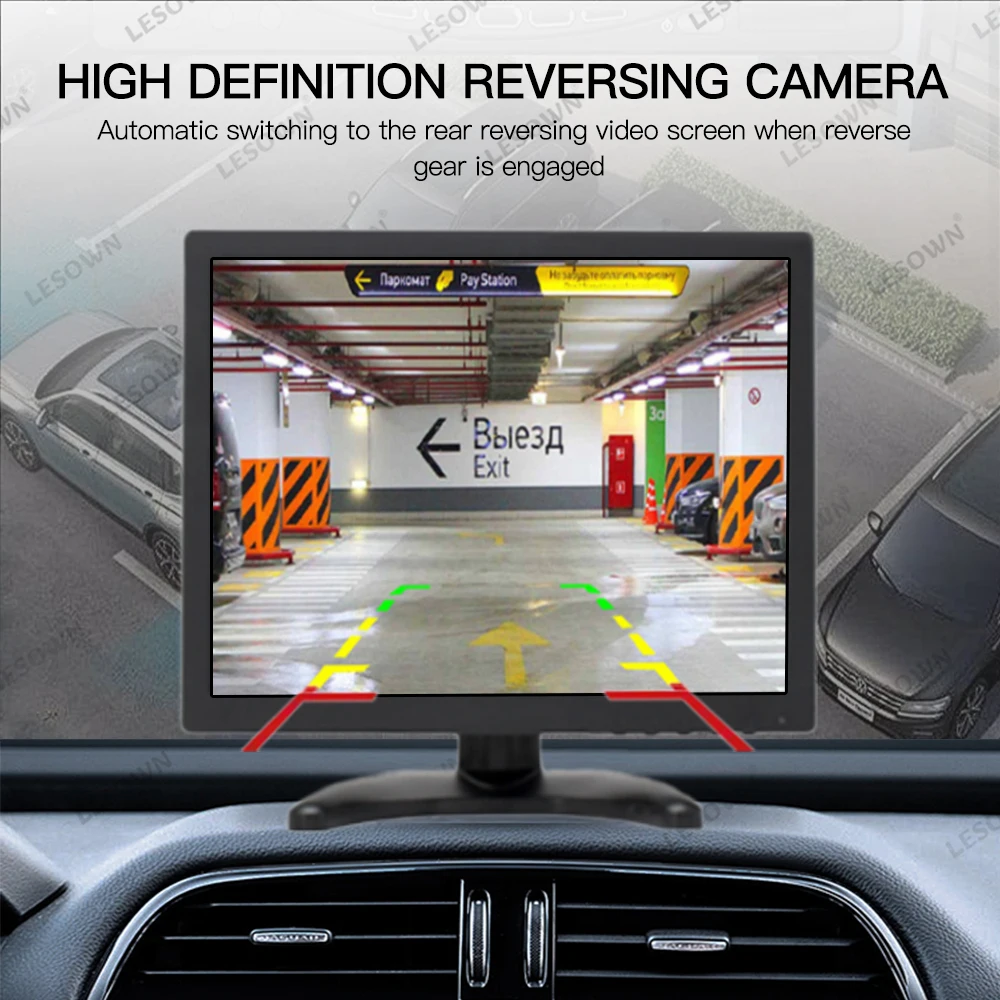 LESOWN-Monitor LCD para seguridad del hogar, pantalla pequeña de 12 pulgadas, 4:3, 1024x768 HD, táctil, VGA, HDMI, AV, BNC, interfaz USB, para estacionamiento, PC - imagen 2
