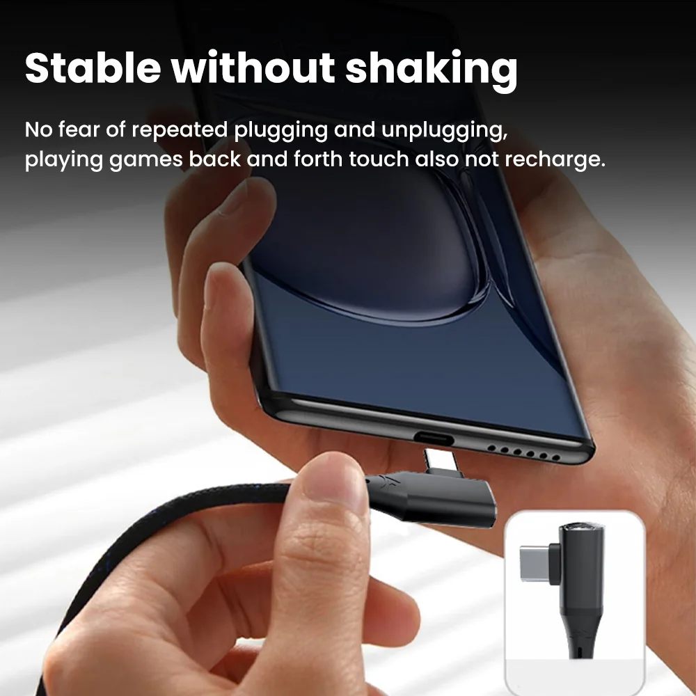 USB a tipo C PD120W 90 °   Cable de carga rápida tipo c a cable de cristal tipo c para iPhone 16 15 Samsung Xiaomi Cable de carga - imagen 3