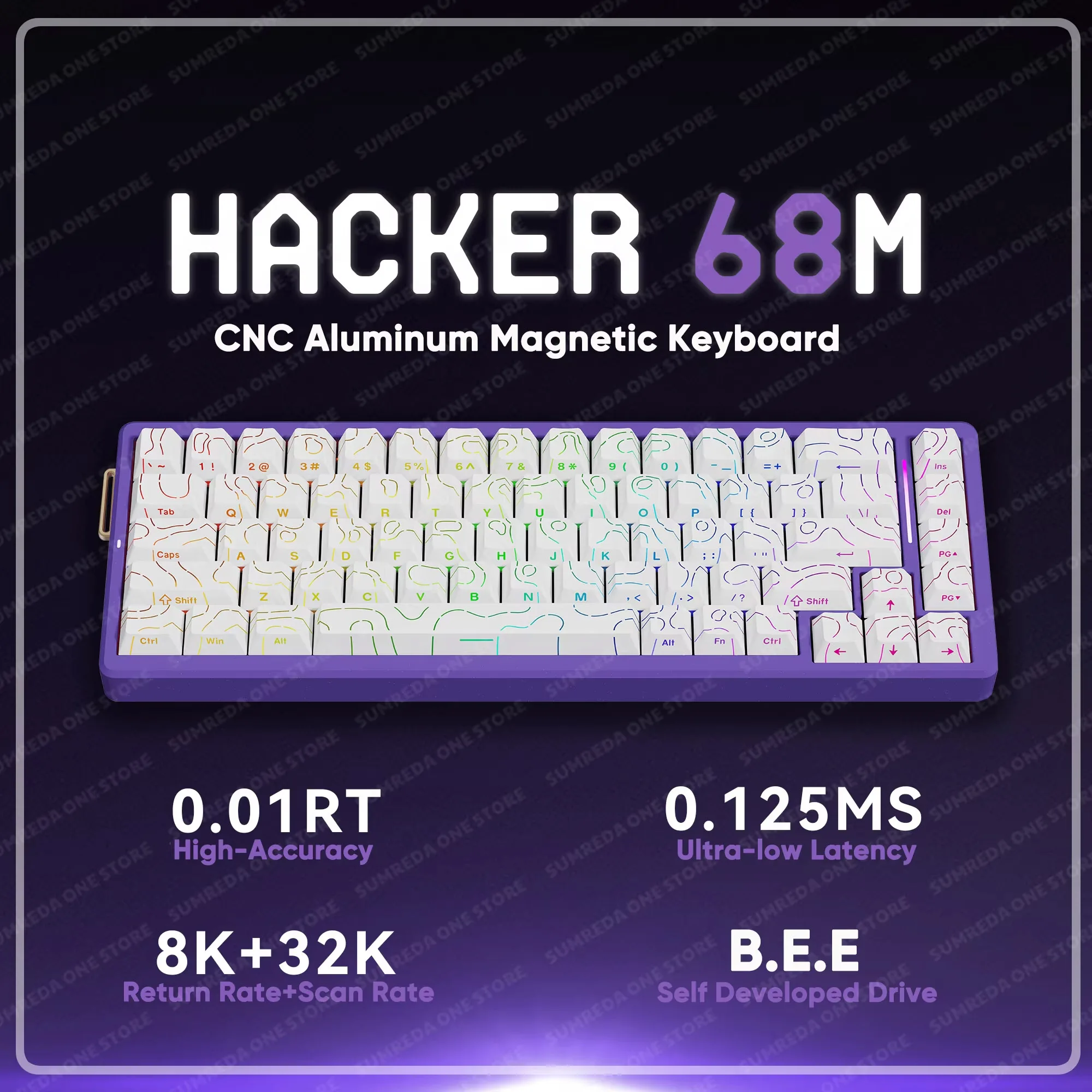 Hacker 68L 68M teclado con interruptor magnético de aluminio para juegos por cable RT 0,01mm 8K tasa de orolling 64K velocidad de escaneo 0,125 ms teclado de latencia