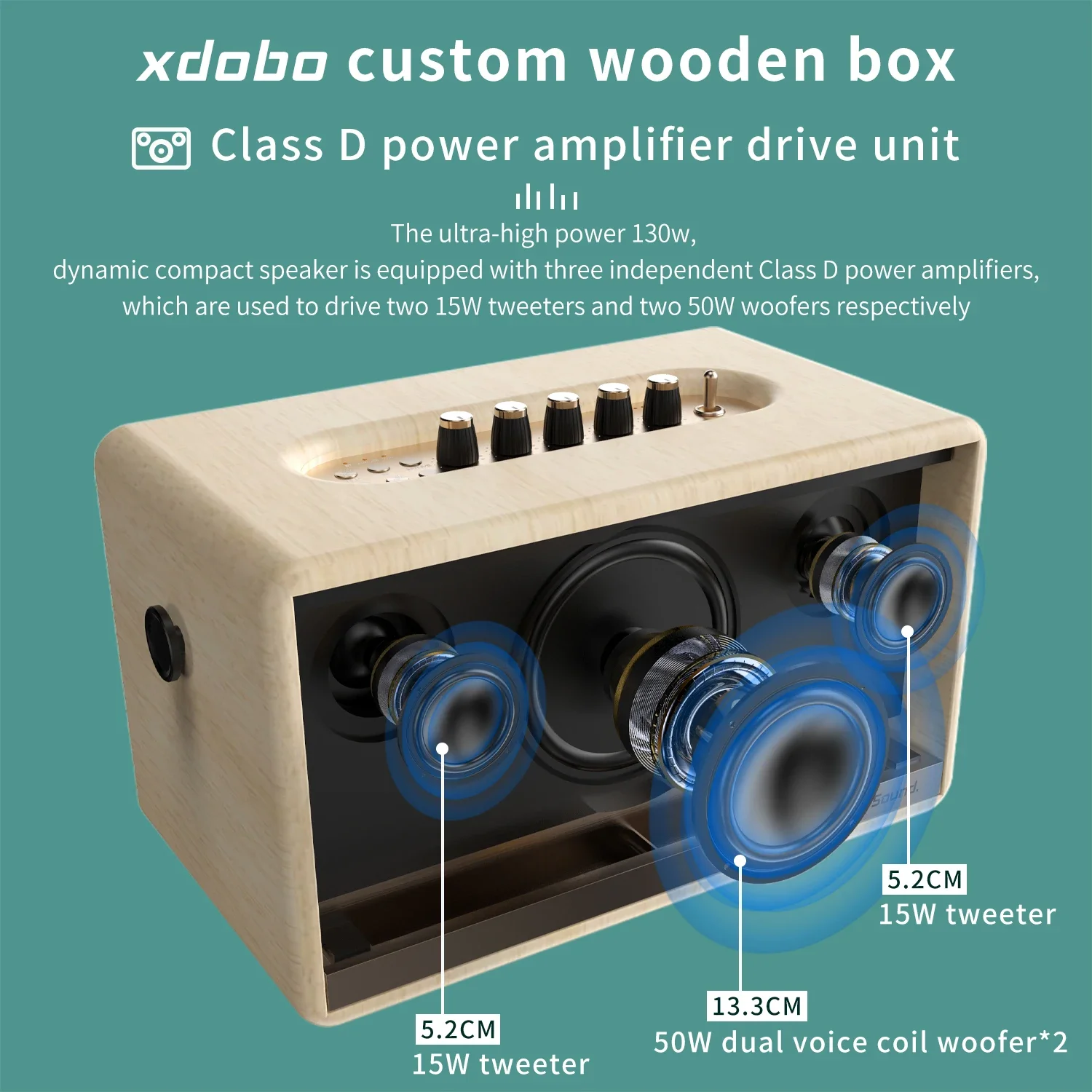 XDobo Mirage 130W Altavoz Bluetooth de alta potencia cine en casa Karaoke estéreo inalámbrico Retro Subwoofer Audio TWS portátil con micrófono - imagen 4