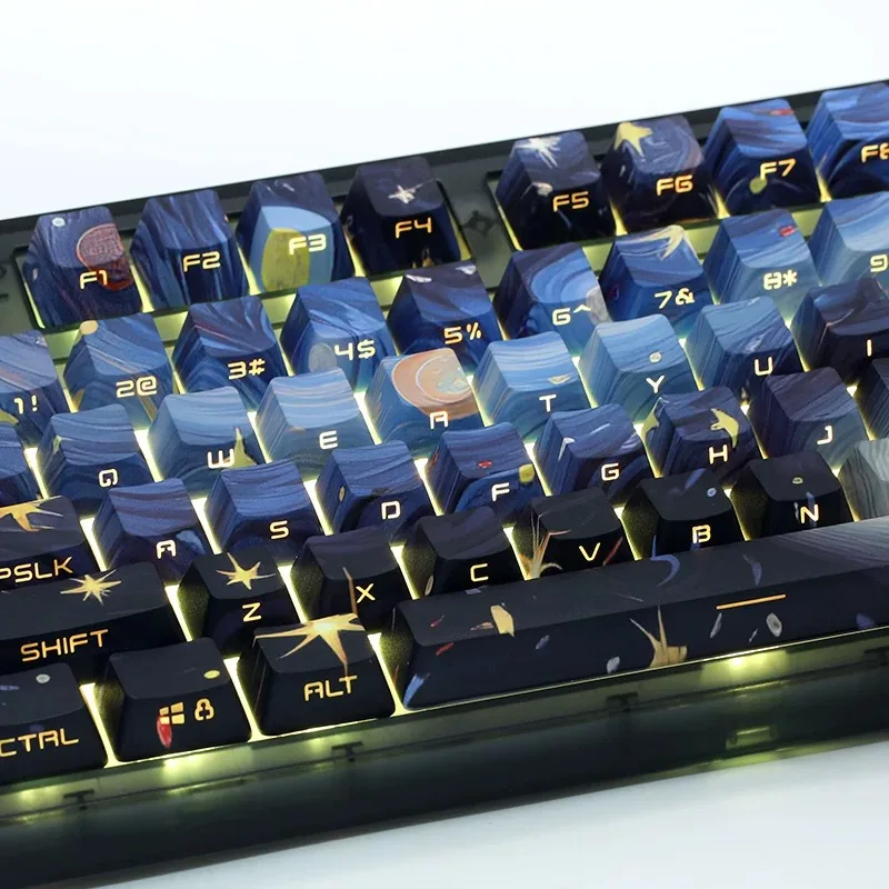 134 Keys Starry Sky Space Element Side Print Light OEM Profile 68 75 84 87 104 80,customized Mechanical Keyboard Keycaps