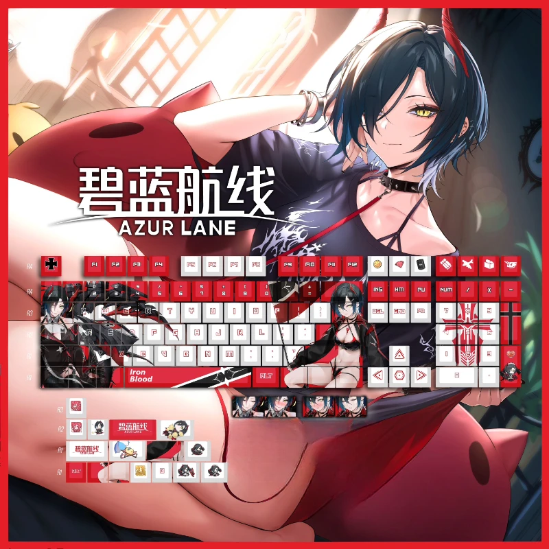Azur Lane-teclas personalizadas PBT Cherry Profile, bonitas teclas de punto de Anime para juegos, Wooting Wob Crush80, Teclado mecánico - imagen 2