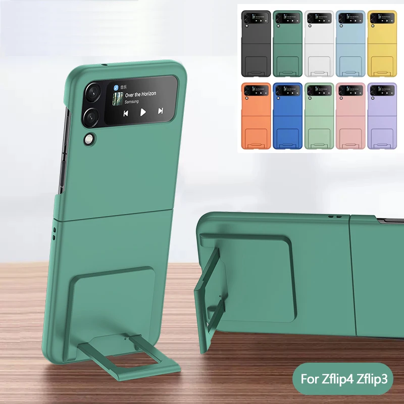 Funda protectora de PC dura con soporte para Samsung Galaxy Z Flip 4, 5, 3, Zflip4, Zflip 5, 3, color caramelo de lujo, a prueba de golpes - imagen 2