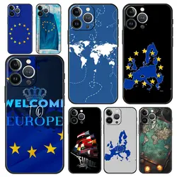 Funda para Teléfono iPhone 17 16e 15 14 13 12 11 Pro Max SE 7 8 Plus, Carcasa de TPU Suave con Bandera de la UE para iPhone 16