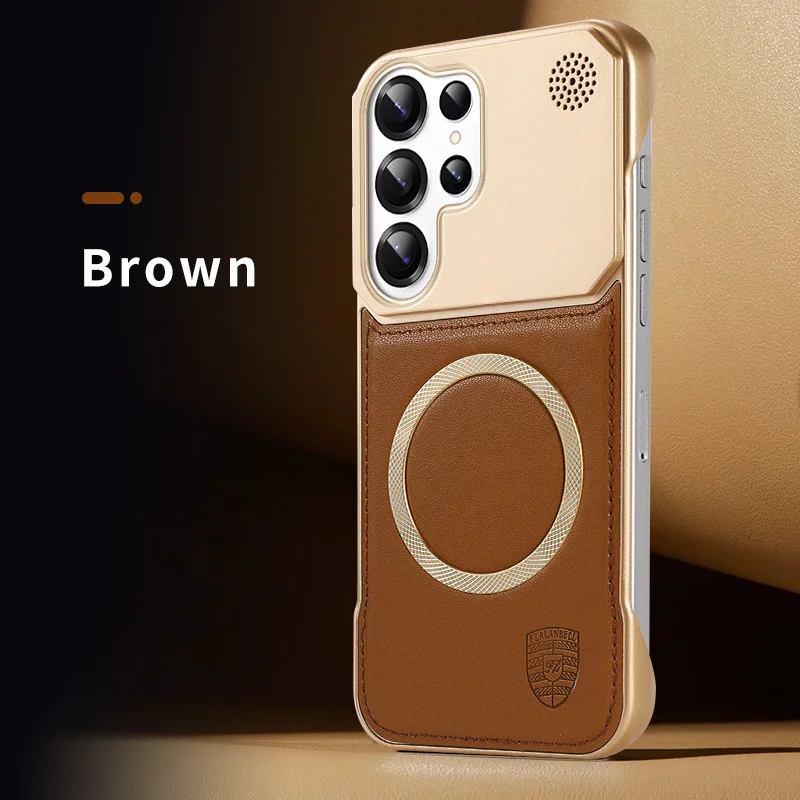 Funda de teléfono magnética de cuero para aromaterapia, a prueba de golpes, para Samsung Galaxy S22 S23 S24 25 Ultra Plus Magsafe, funda de carga inalámbrica - imagen 2