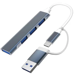 Hub USB-C 4 Puertos Aluminium – Adaptador Dock Multipuertos USB 3.0